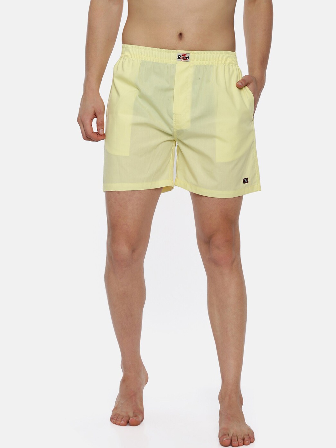 Bushirt Men Yellow Solid Pure Cotton Boxers