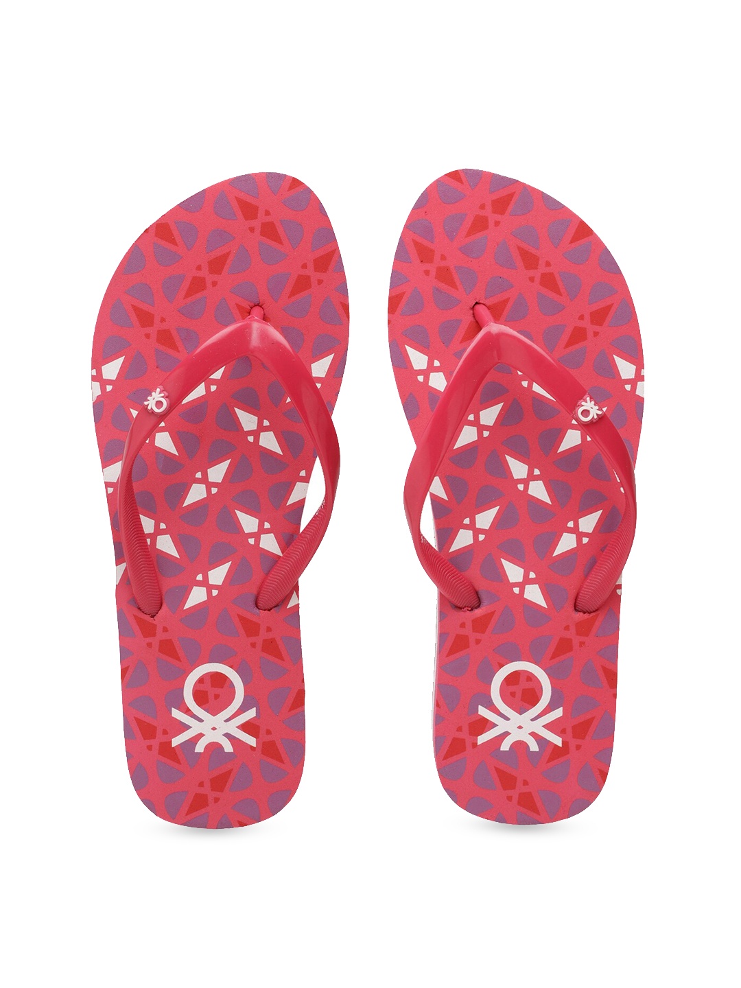 

United Colors of Benetton Women Red & White Printed Thong Flip-Flops