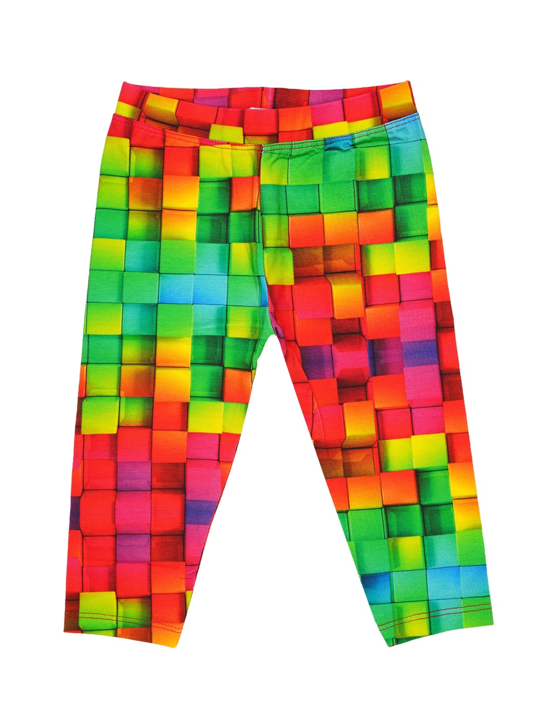 OHMS Girls Green & Pink Digital Printed Three-Fourth Length Leggings