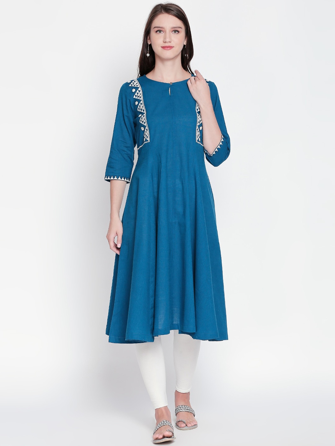 

RANGMANCH BY PANTALOONS Women Blue Solid Anarkali Kurta