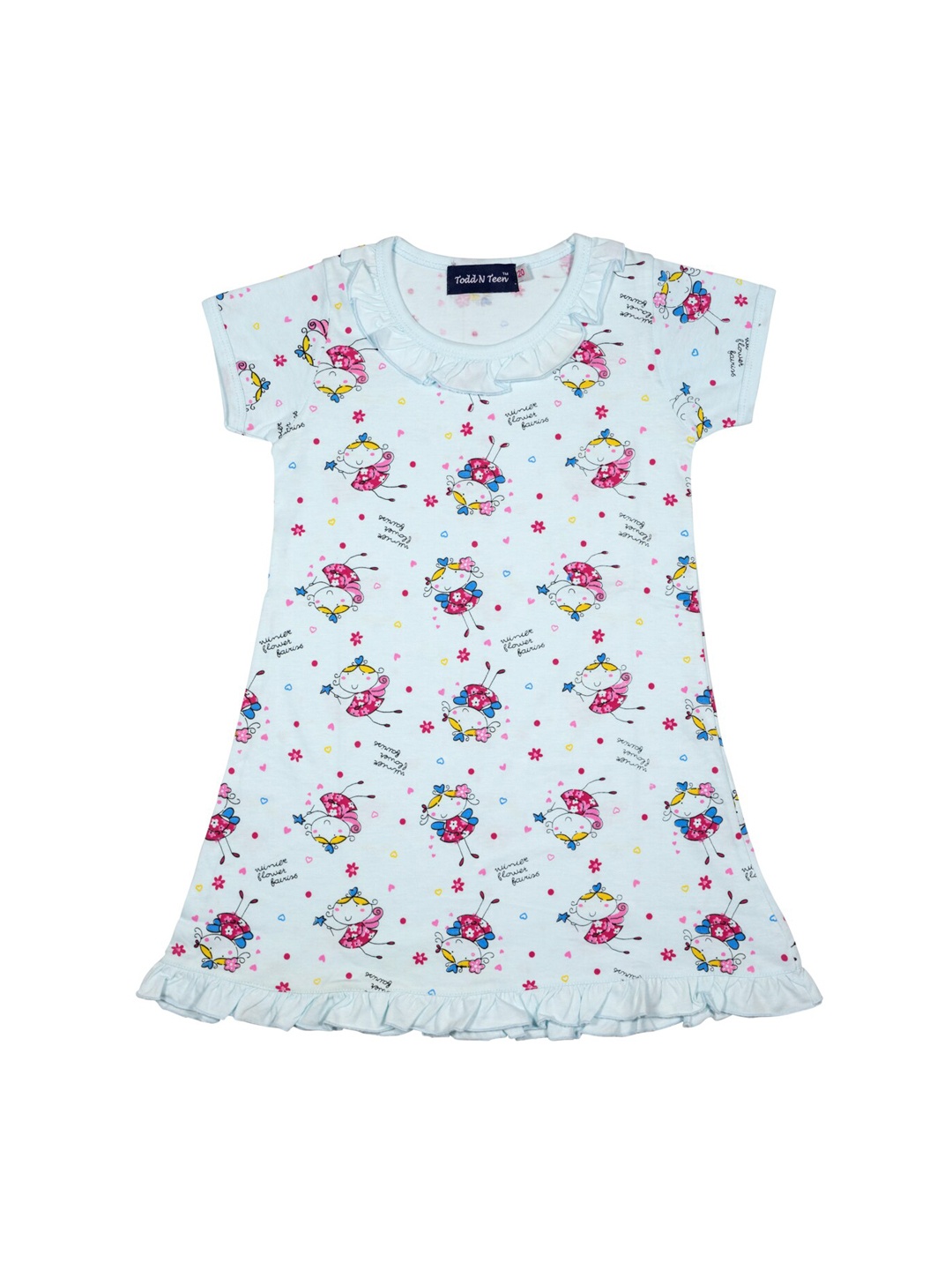 

Todd N Teen Girls Blue & Pink Printed Nightdress