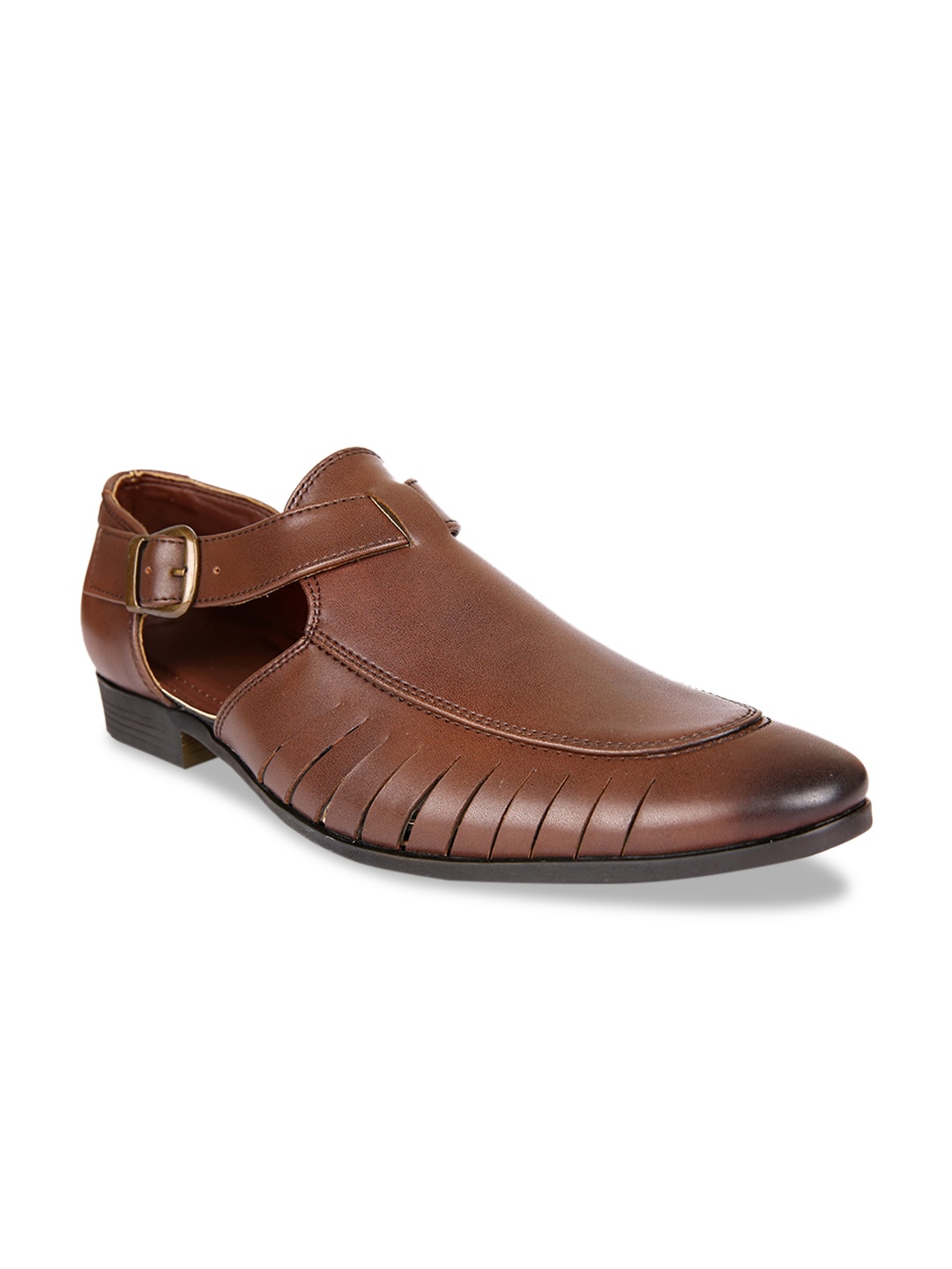 

San Frissco Men Brown Mojaris with Laser Cuts
