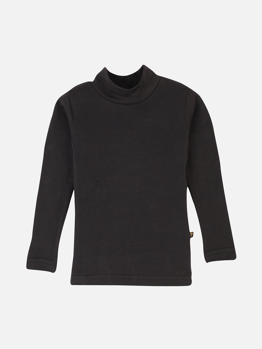 PROTEENS Girls Black Solid Slim Fit High Neck T-shirt