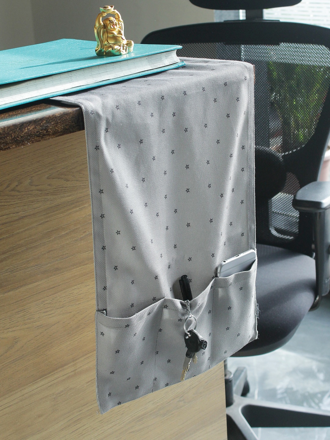 

Soumya Grey & Black Printed 3 Pocket Multi-Purpose Space Saver Organizer