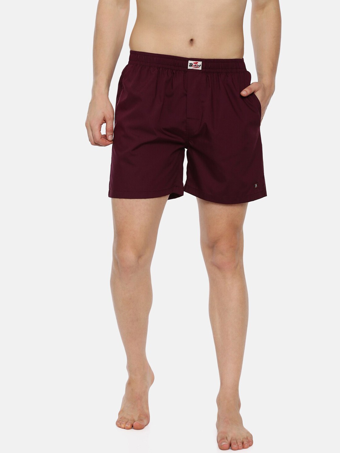 

Bushirt Men Burgundy Solid Pure Cotton Boxers BX00124