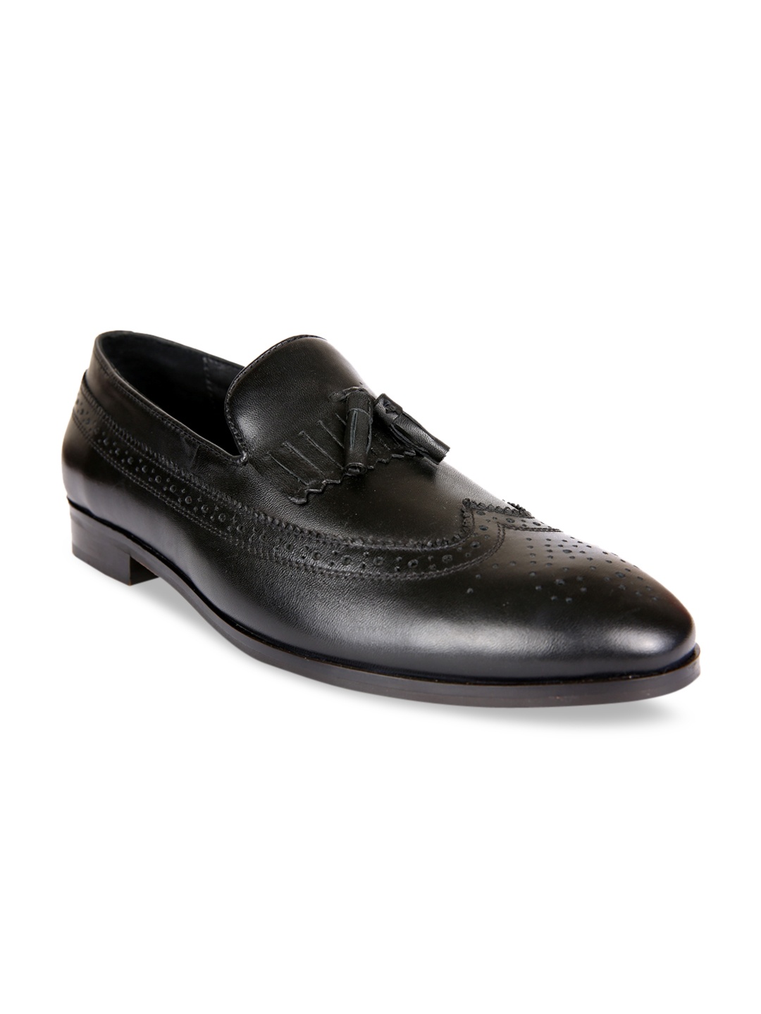 

San Frissco Men Black Solid Leather Formal Loafers