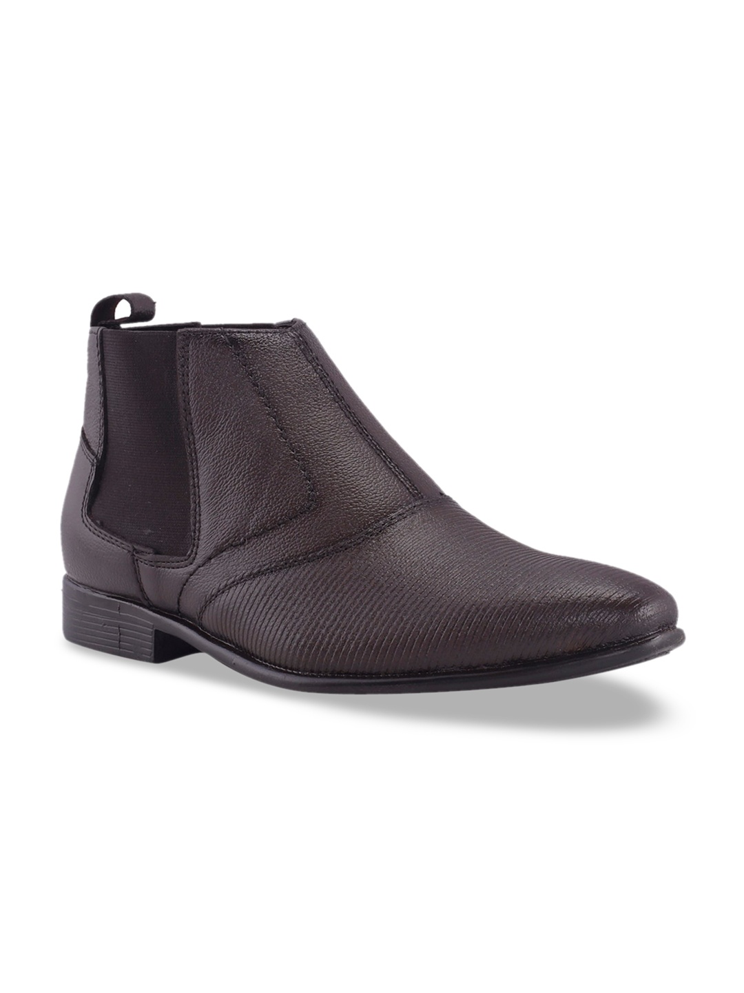 

Khadims Boys Coffee Brown Solid Leather High-Top Flat Boots