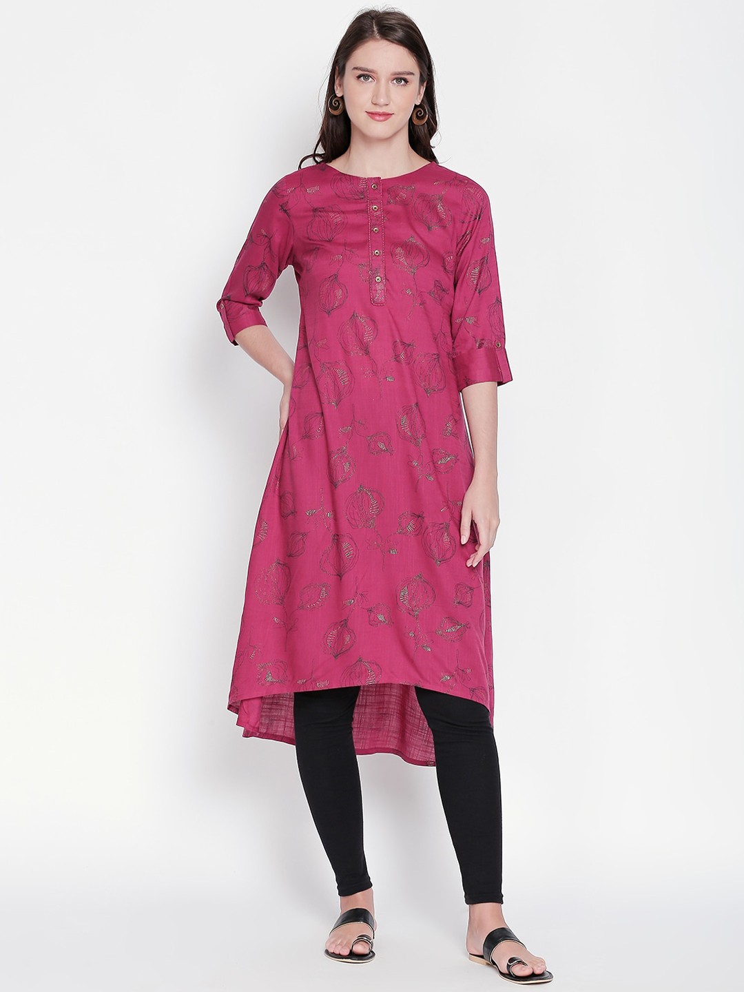 

RANGMANCH BY PANTALOONS Women Pink Printed A-Line Kurta