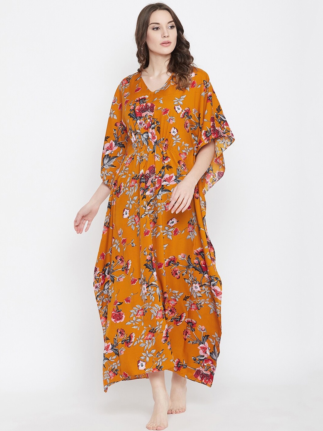 

Uptownie Lite Women Kaftan Nightdress, Mustard