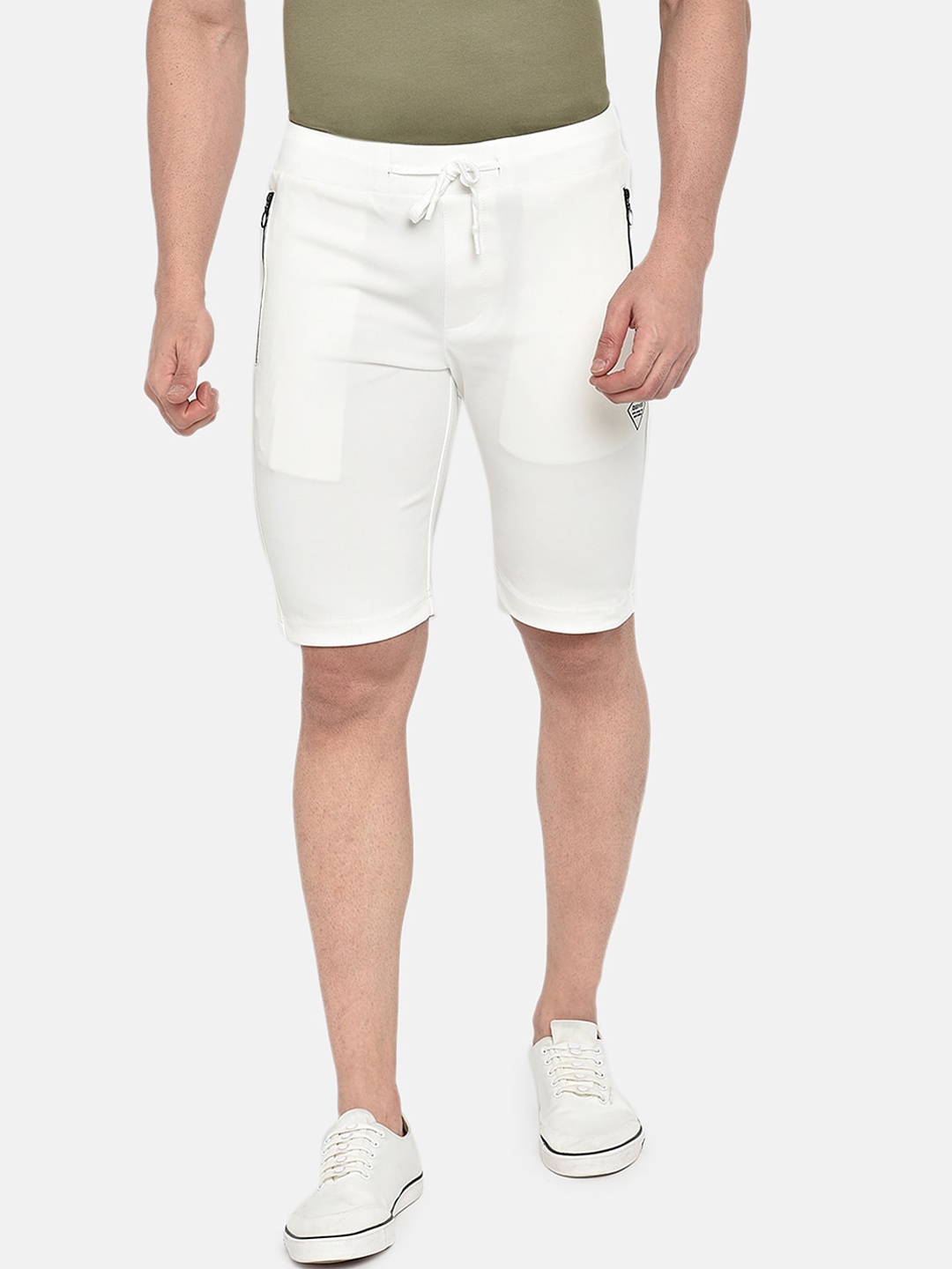 

beevee Men White Solid Regular Fit Athleisure Wear Sports Shorts