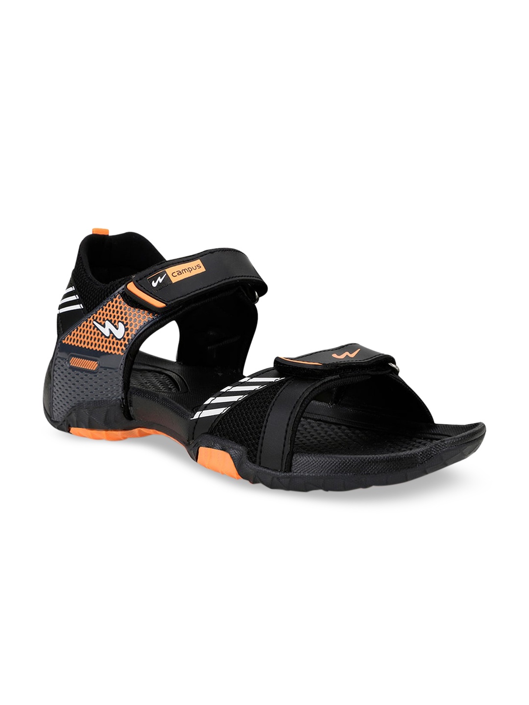 

Campus Men Black & Orange Comfort Sandals