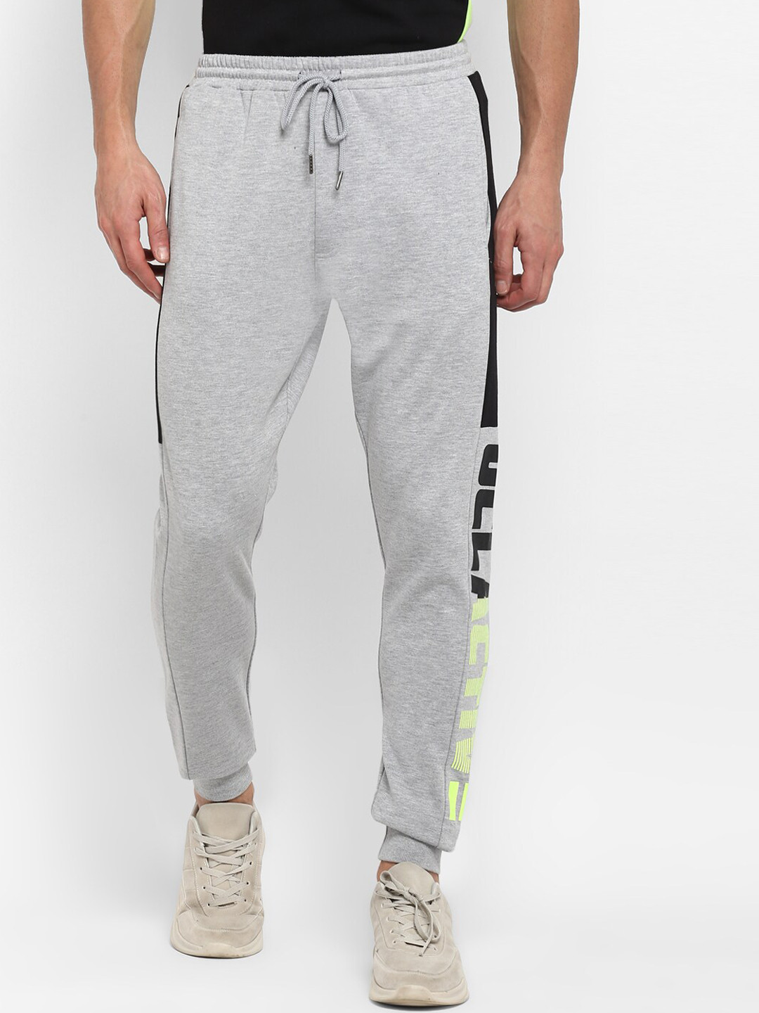 

UCLA Men Grey Melange Printed Straight-Fit Joggers