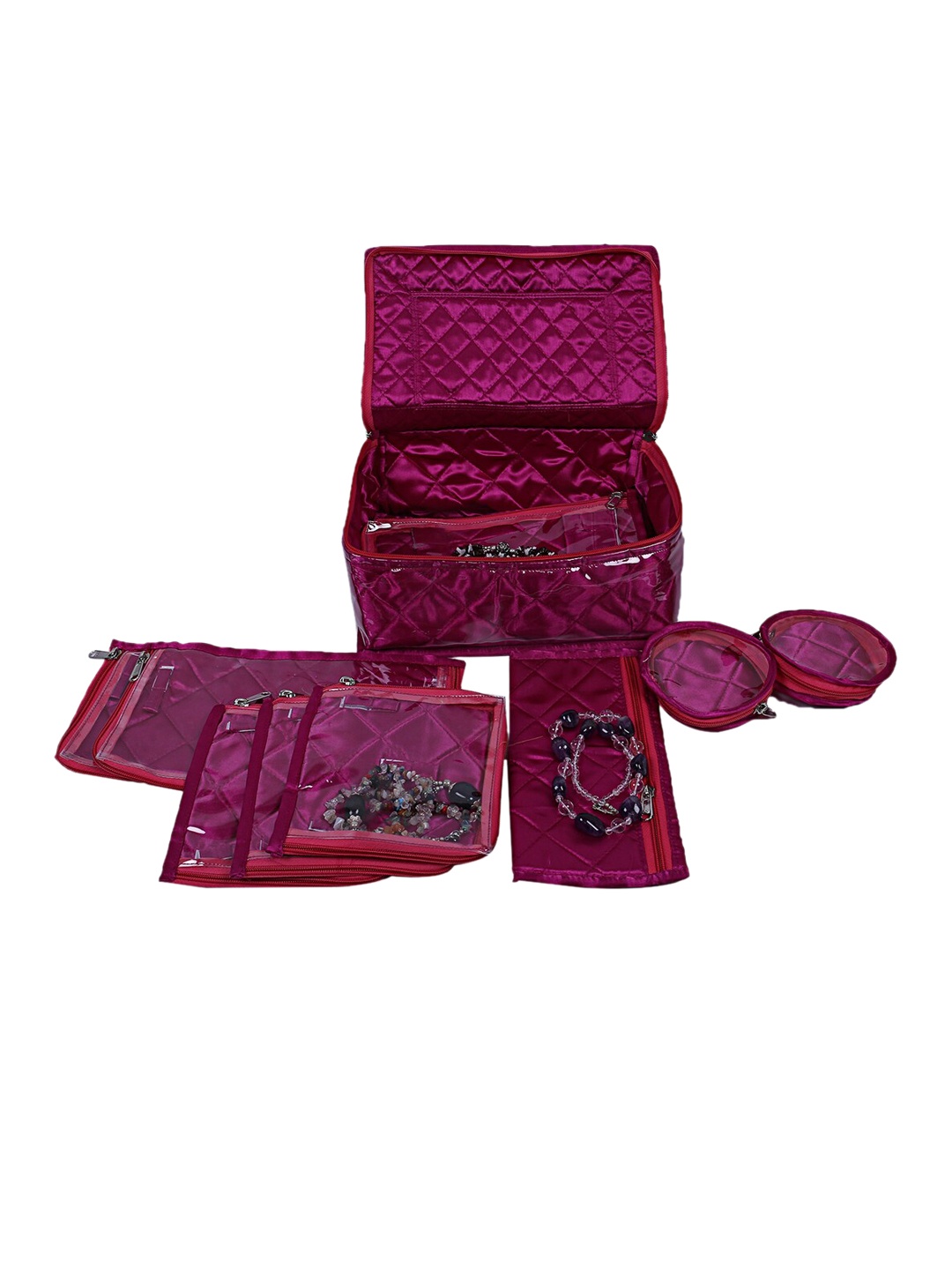 

Kuber Industries Purple Solid Laminated Satin Locker Jewellery Kit With 12 Pouches