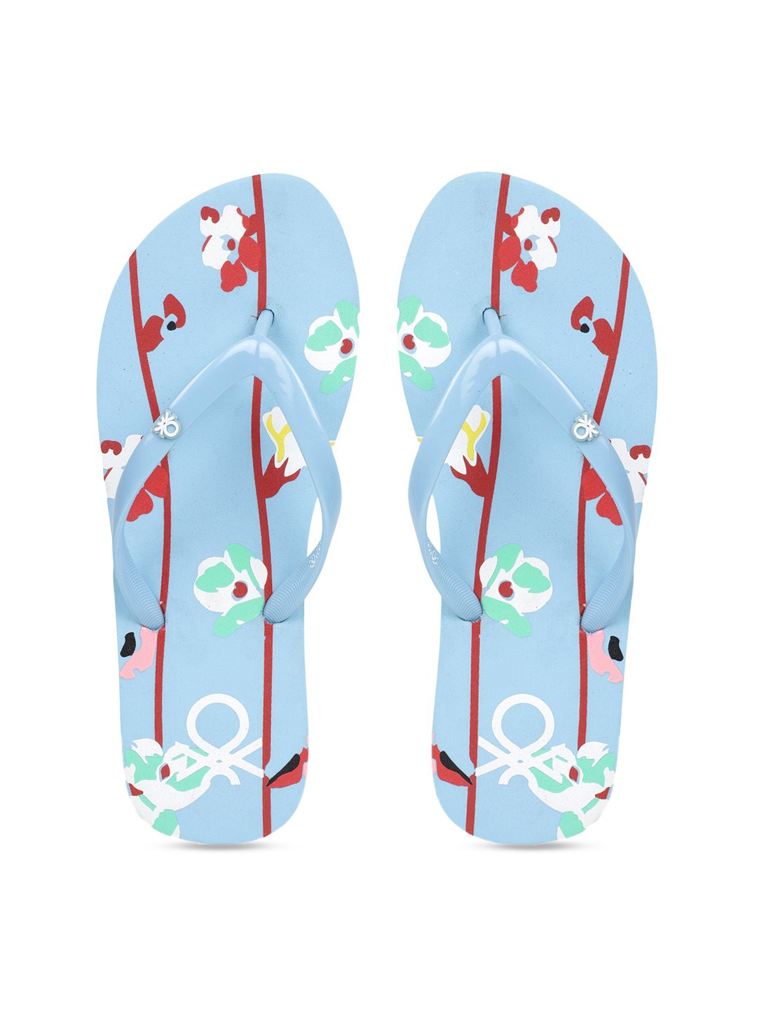 

United Colors of Benetton Women Blue & Red Printed Thong Flip-Flops