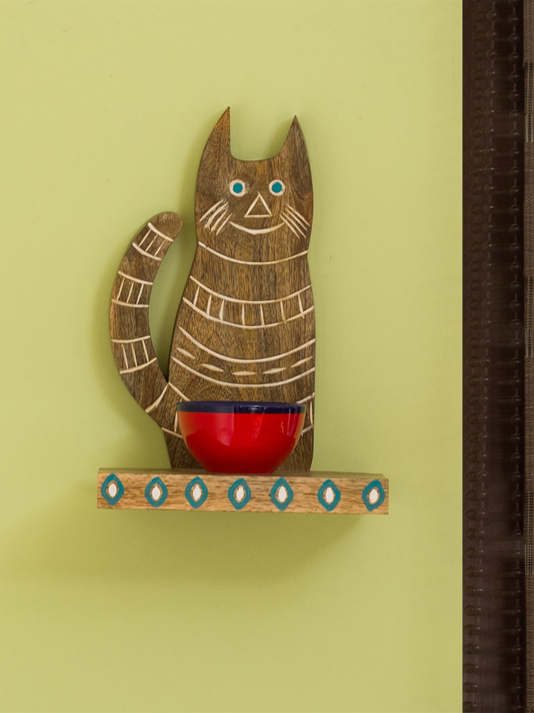 

ExclusiveLane Brown Hand Carved Wall Decorative Mango Wood Shelf