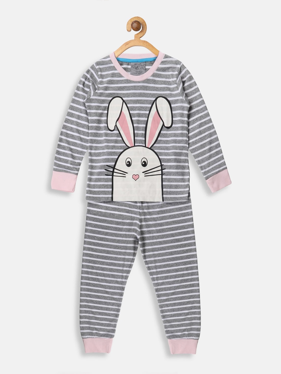 

Lazy Shark Girls Grey Printed Night suit
