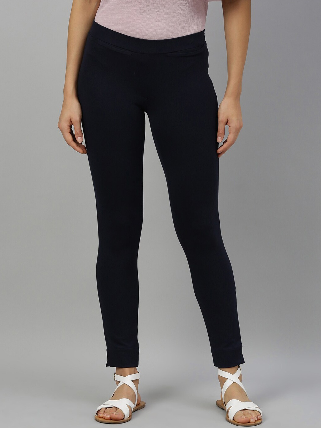 

RAREISM Women Navy Blue Slim Fit Solid Regular Trousers