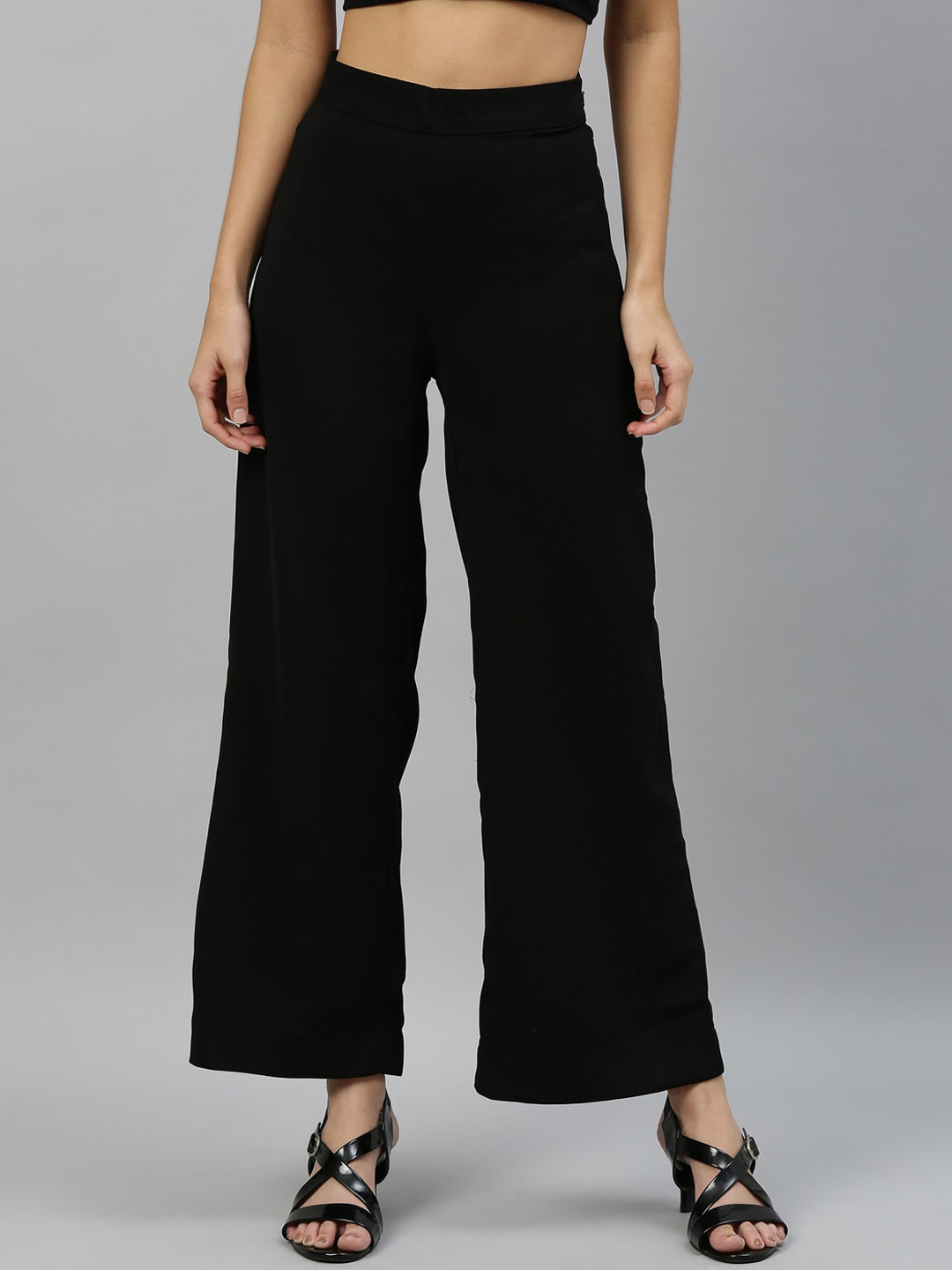 

RAREISM Women Black Slim Fit Solid Parallel Trousers