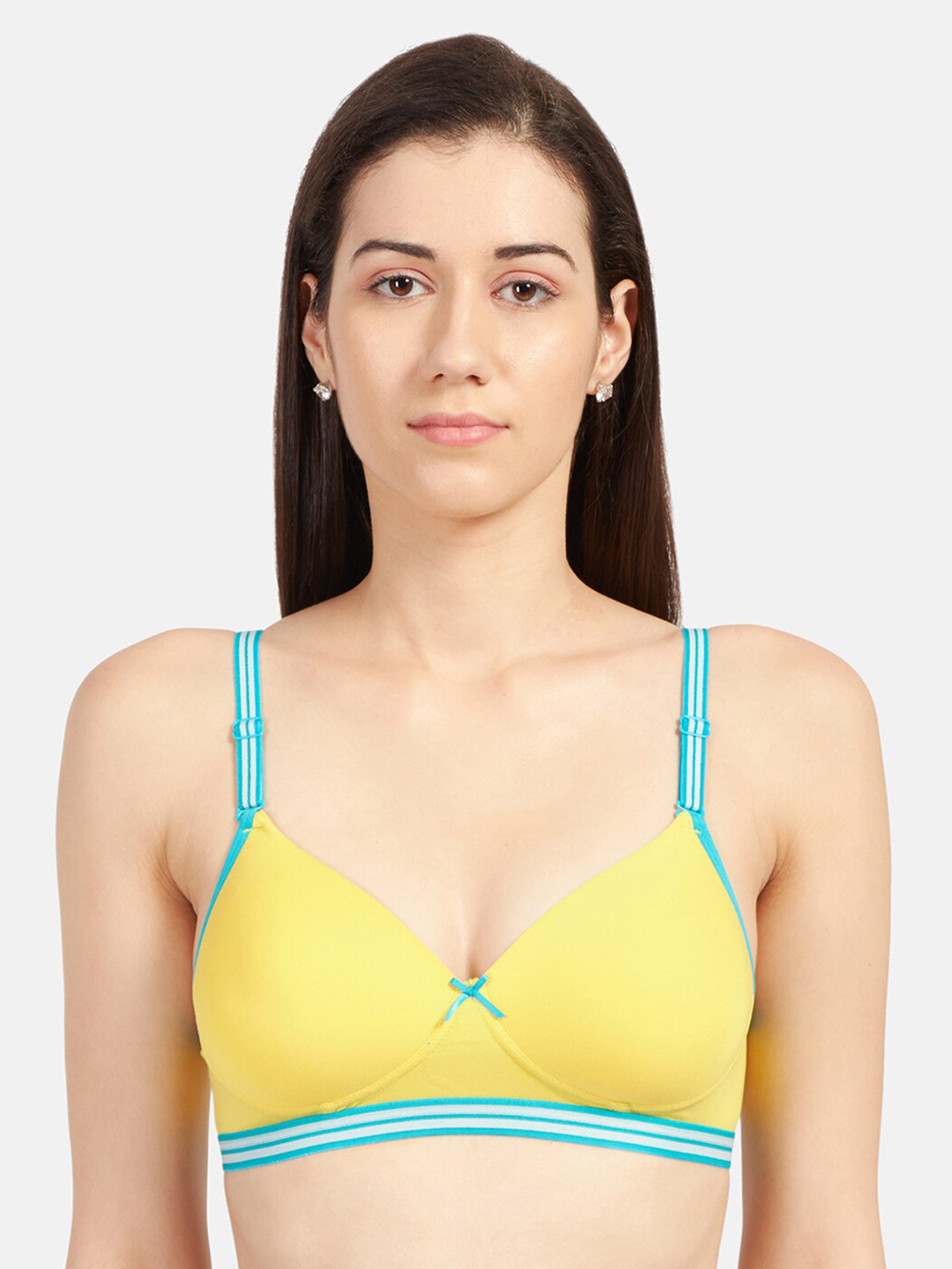 

Sonari Yellow & Blue Solid Non-Wired Lightly Padded T-shirt Bra