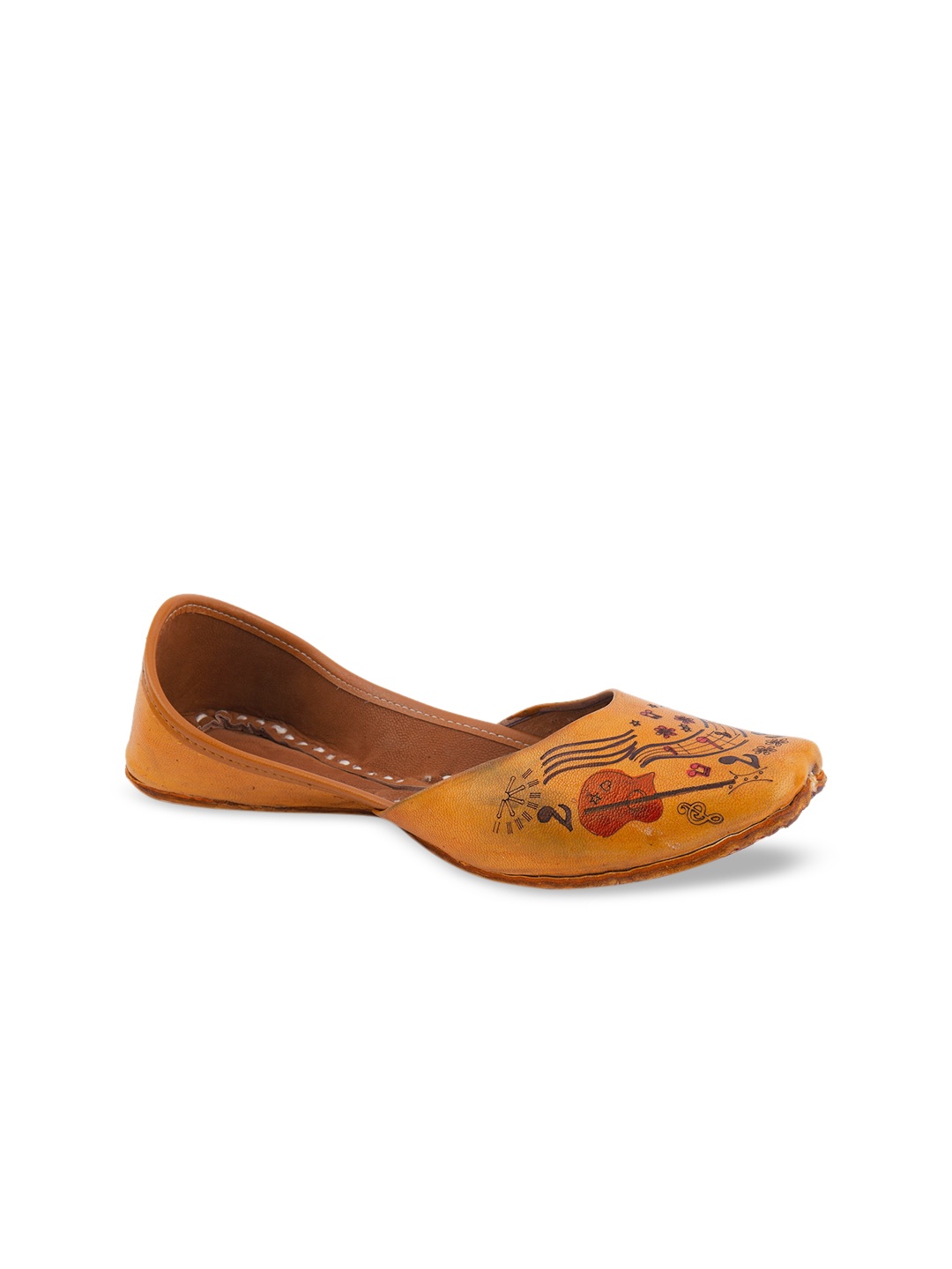 

DESI COLOUR Women Tan Solid Leather Mojaris