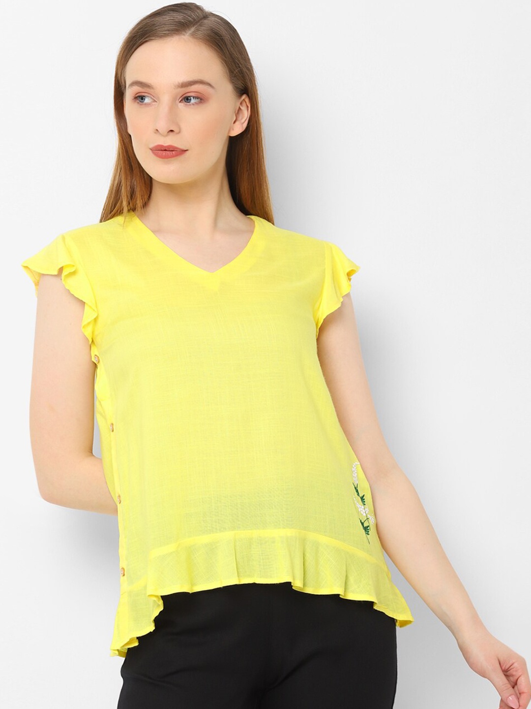 

Allen Solly Woman Women Yellow Solid Top