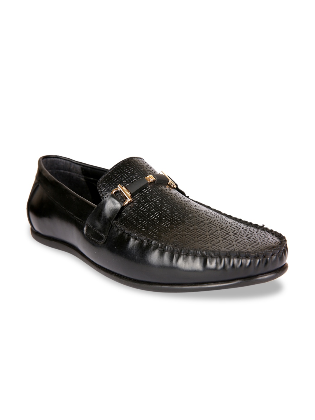 

San Frissco Men Black Textured Horsebit Loafers