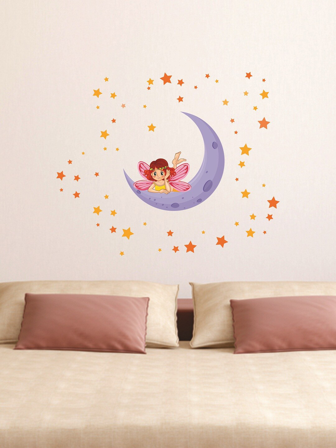 

WALLSTICK Purple & Pink Moon Girl Large Vinyl Wall Sticker
