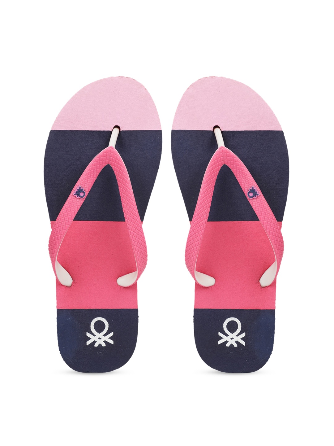 

United Colors of Benetton Women Pink & Navy Blue Printed Thong Flip-Flops