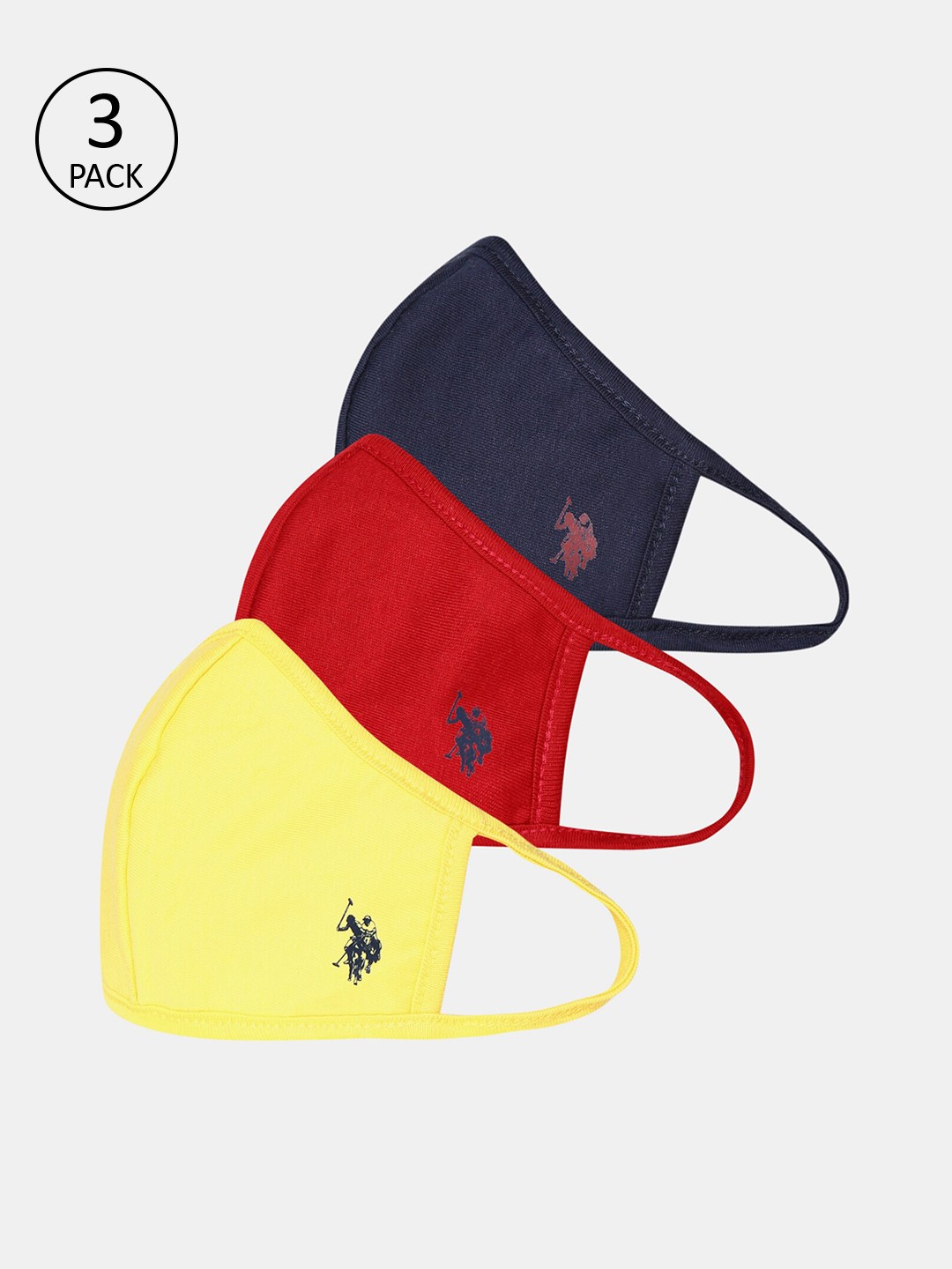 

U.S. Polo Assn. Kids 2Ply 3Pcs Reversible Protective Outdoor Face Masks, Yellow