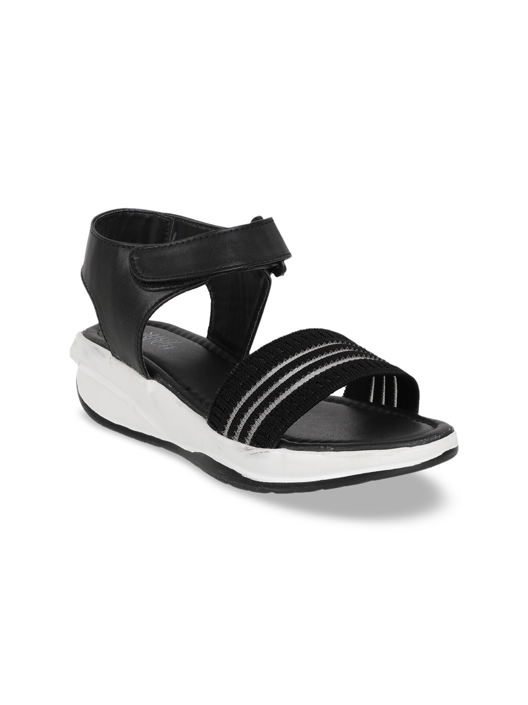 

SHUZ TOUCH Women Black Woven Design Sandals