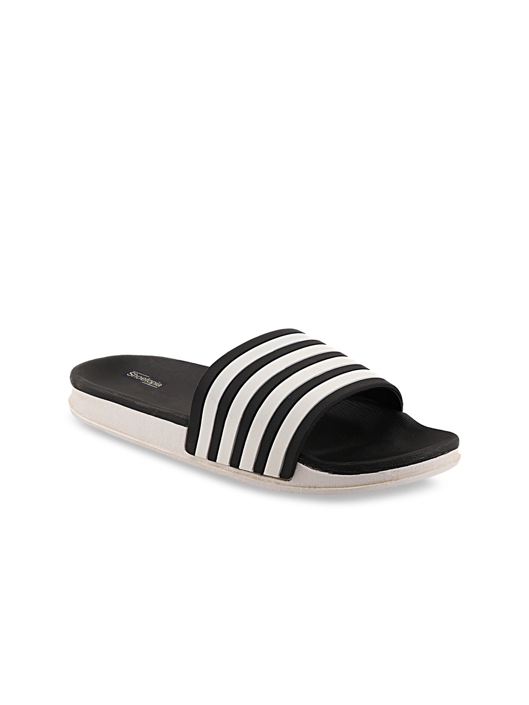 

Shoetopia Women Black & White Striped Sliders
