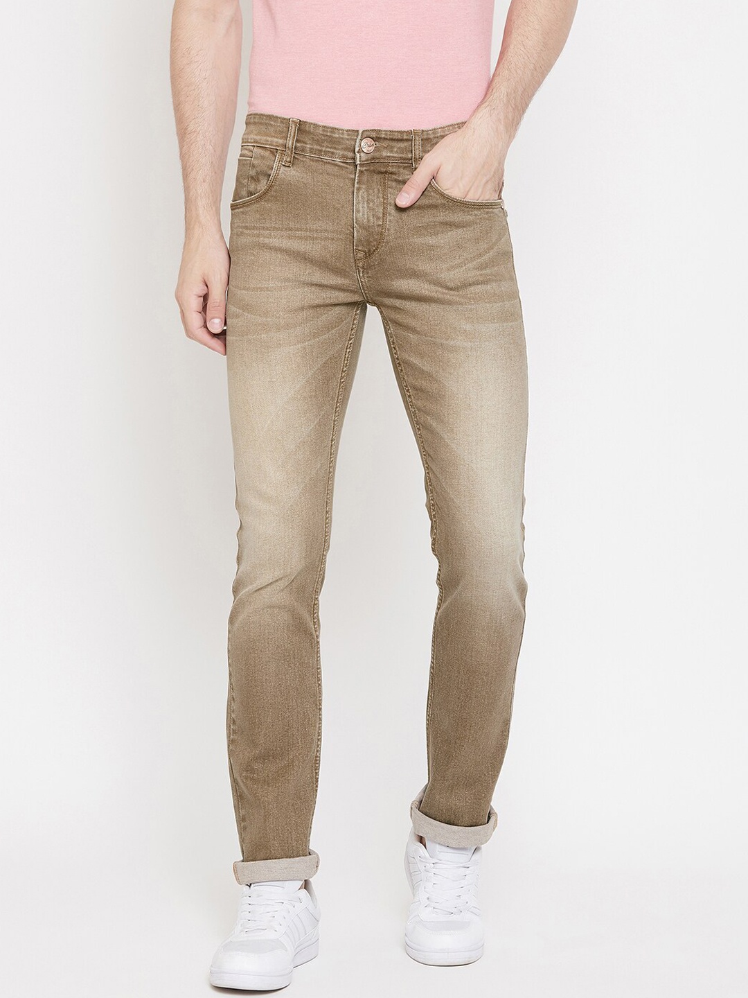 

Crimsoune Club Men Khaki Slim Fit Mid-Rise Clean Look Jeans