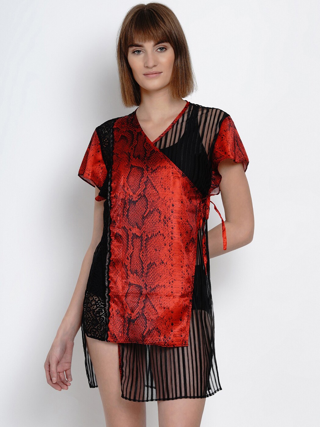 

EROTISSCH Black & Red Printed Nightdress