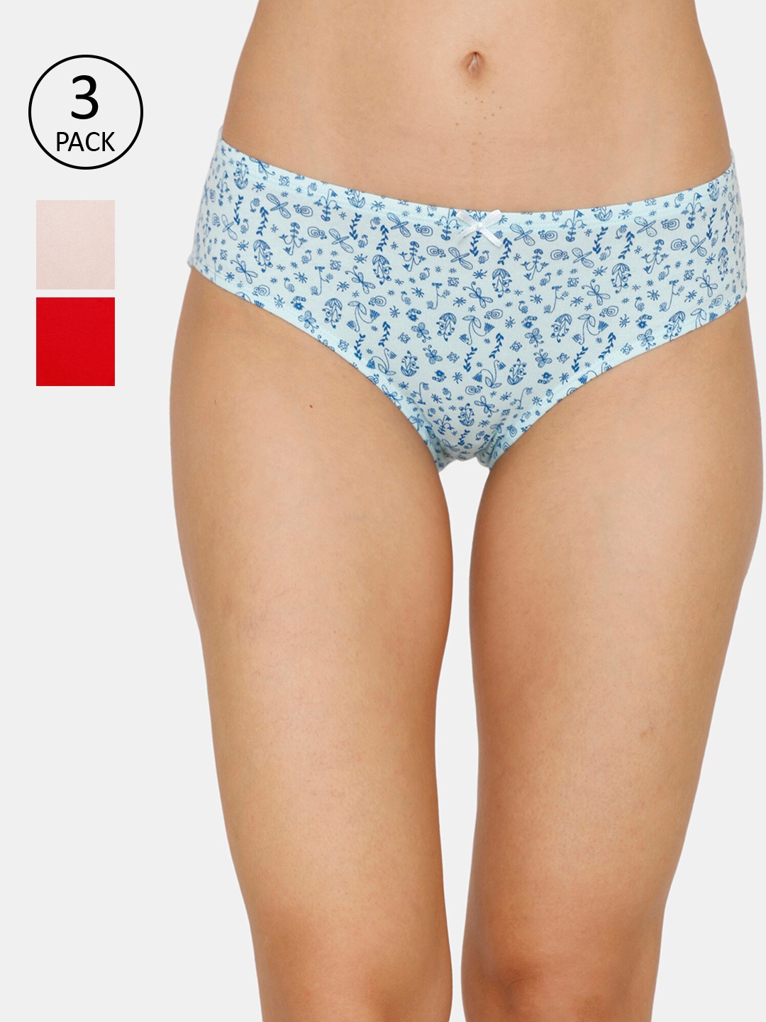 

Zivame Women Pack of 3 Assorted Hipster Briefs ZI2414CORESLVGR