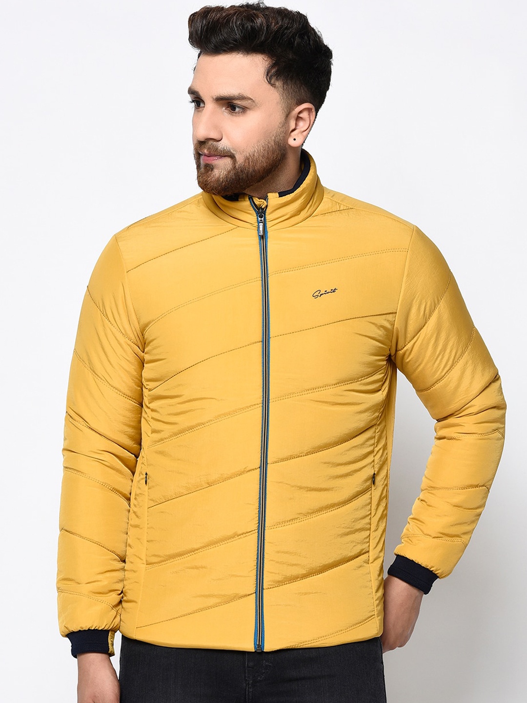 

Spirit Men Yellow Solid Windcheater Padded Jacket
