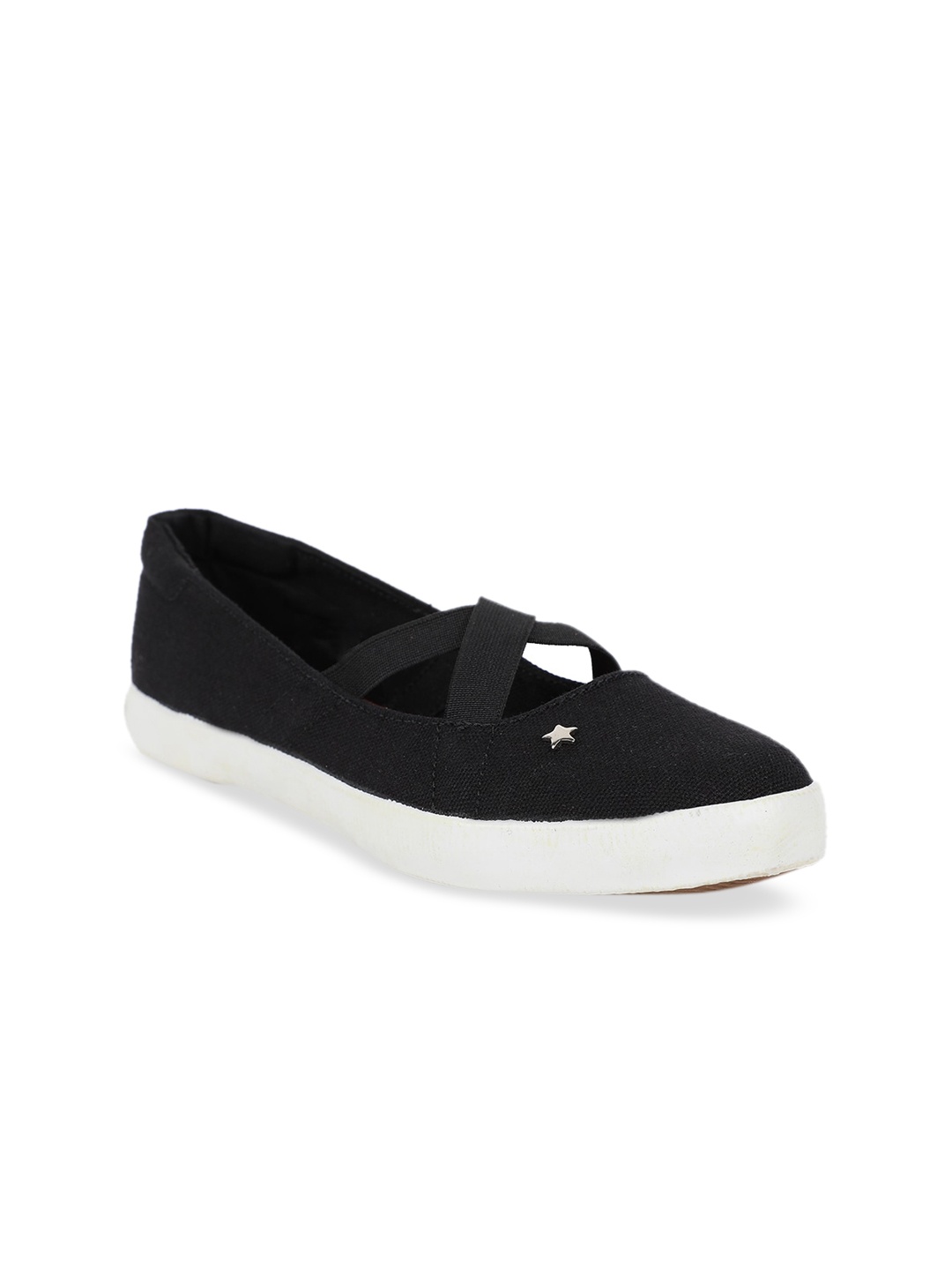 

North Star Women Black Solid Fabric Ballerinas