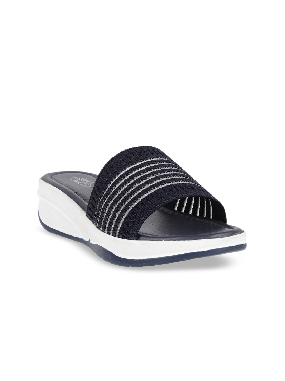 

SHUZ TOUCH Women Navy Blue & White Striped Wedges