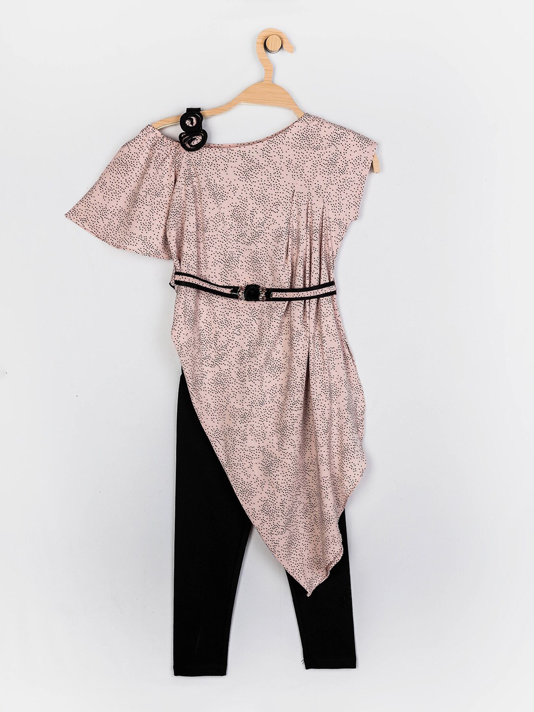 

Peppermint Girls Pink & Black Printed Top with Pyjamas