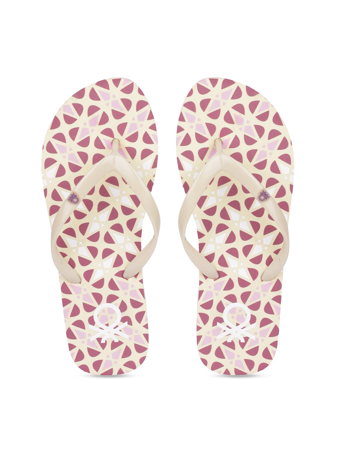 

United Colors of Benetton Women Beige & Maroon Printed Thong Flip-Flops