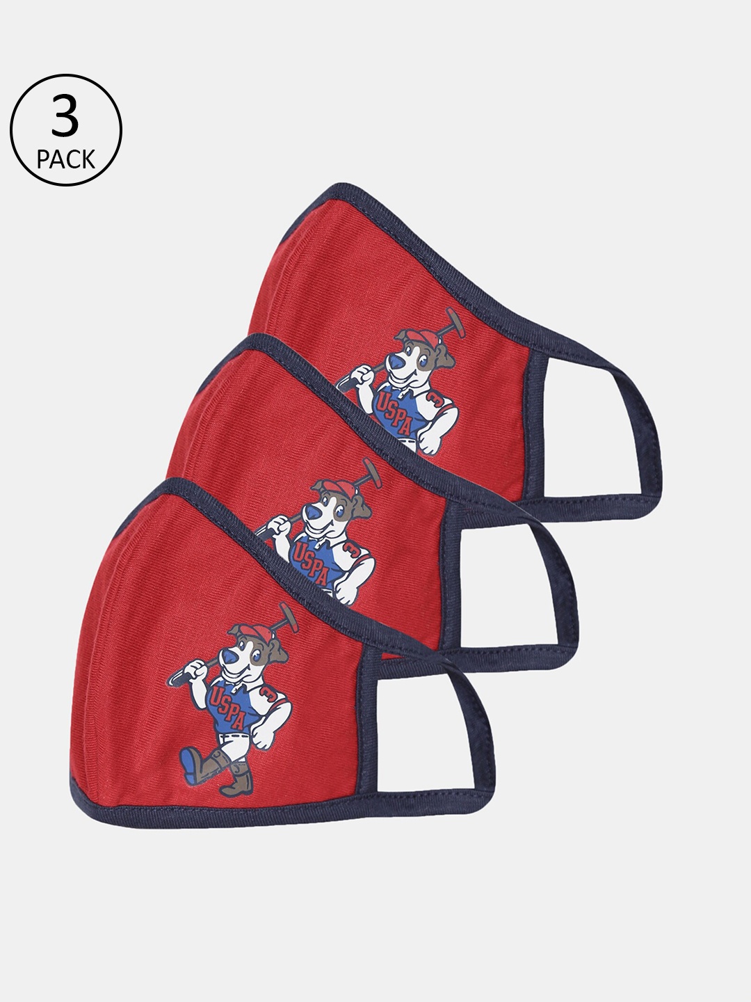 

U.S. Polo Assn. Kids 3 Pcs 3-Ply Anti Viral Outdoor Face Masks, Red