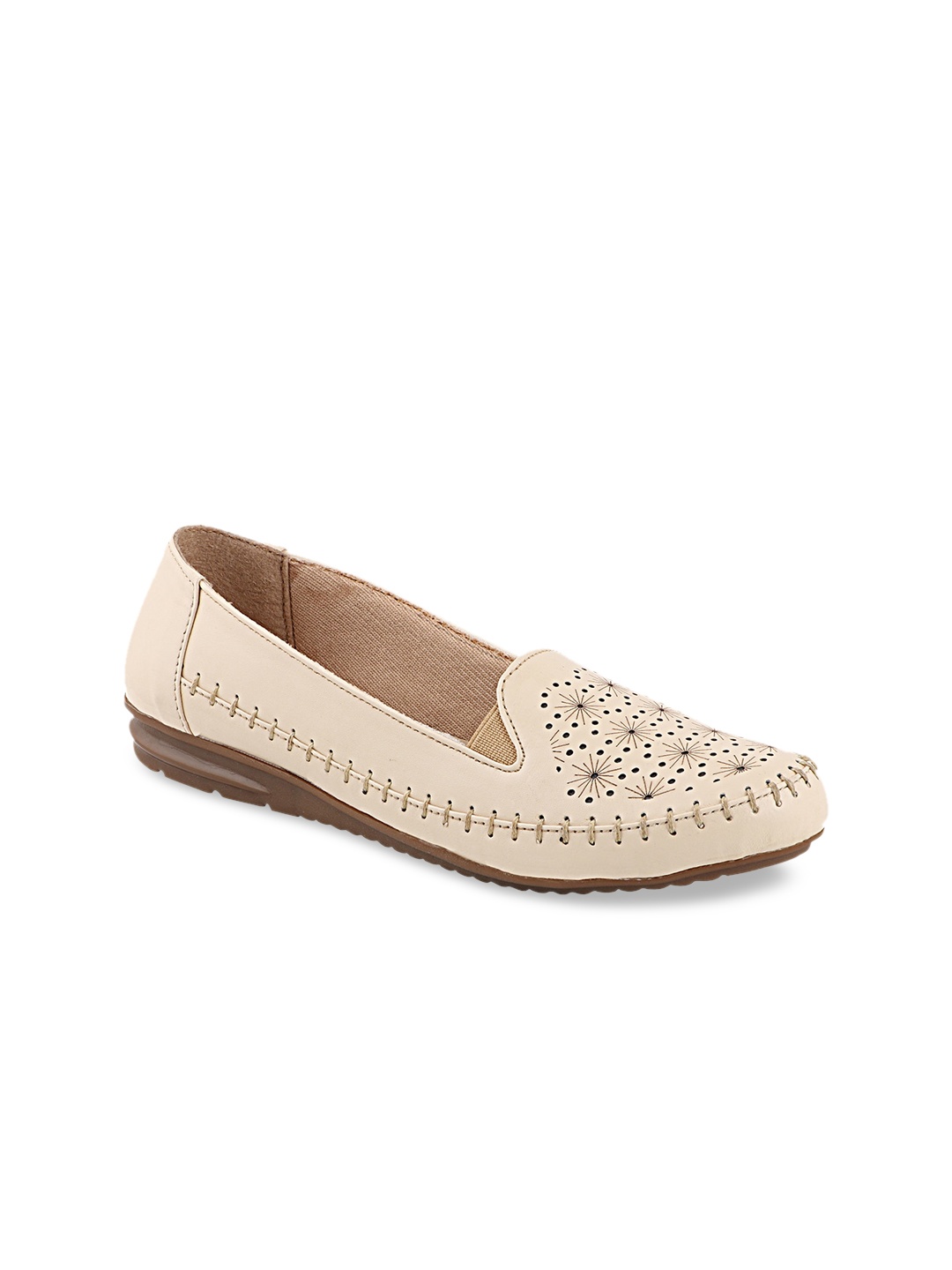 

Shoetopia Women Cream-Coloured Woven Design Ballerinas