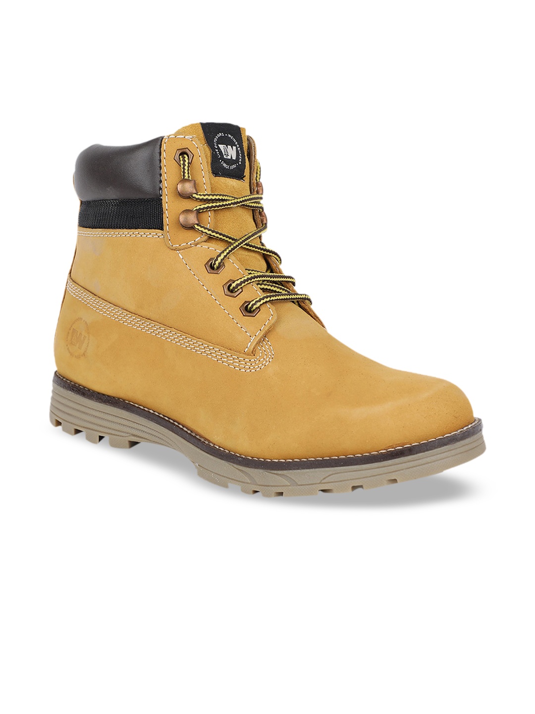 

Weinbrenner Men Tan Brown Solid Nubuck Mid-Top Flat Boots