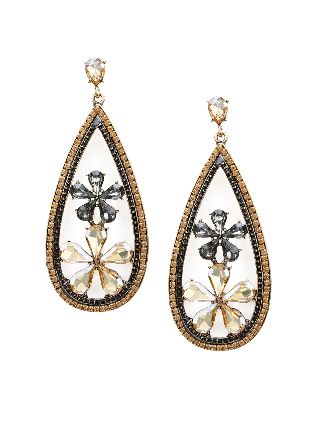 

TOKYO TALKIES X rubans FASHION ACCESSORIES Gold-Toned & Black Classic Drop Earrings