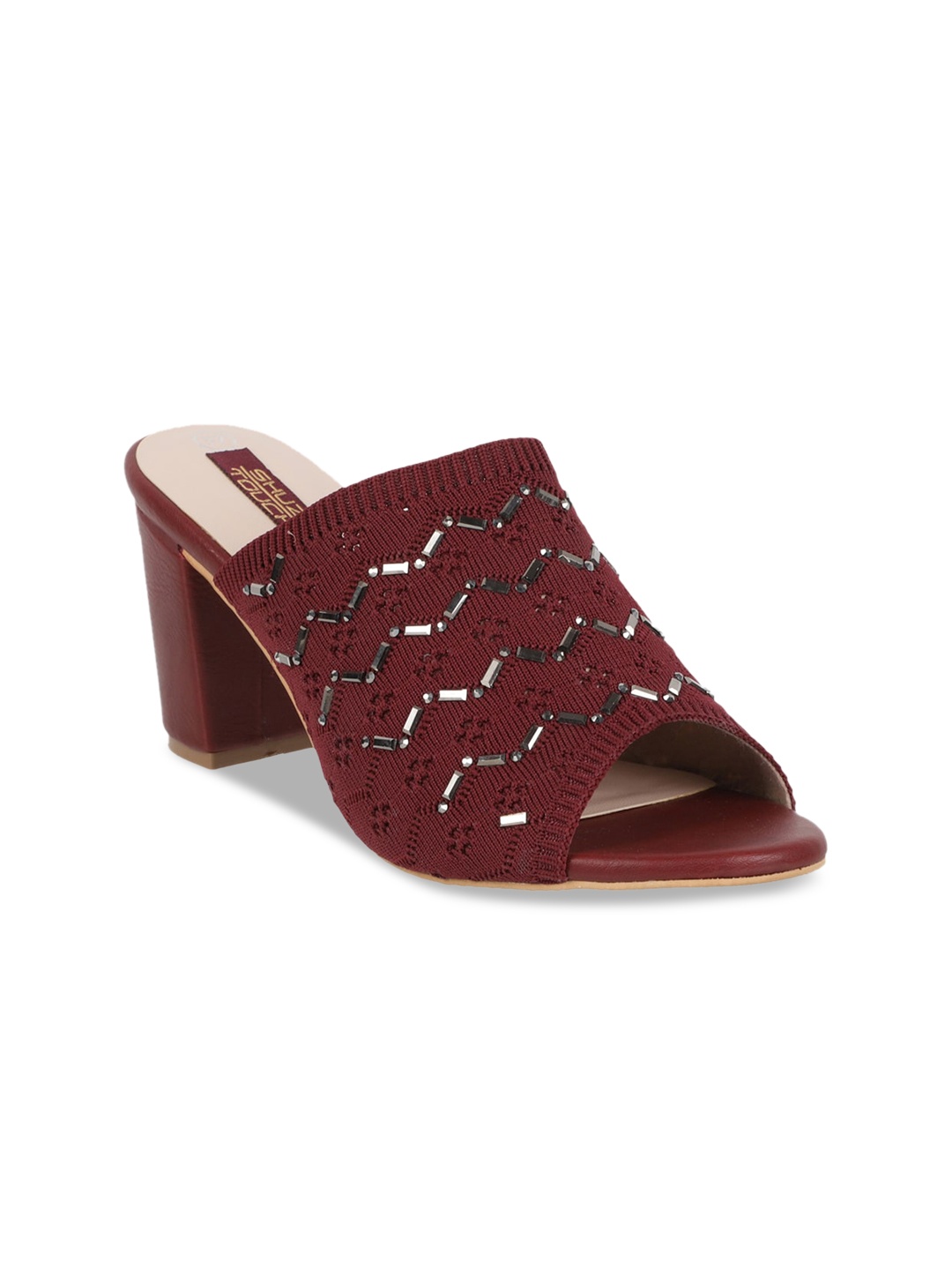 

SHUZ TOUCH Women Maroon Solid Mules
