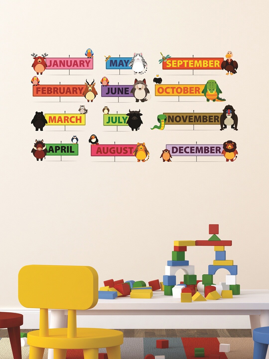 

WALLSTICK Multicoloured Months Large Vinyl Wall Sticker, Multi