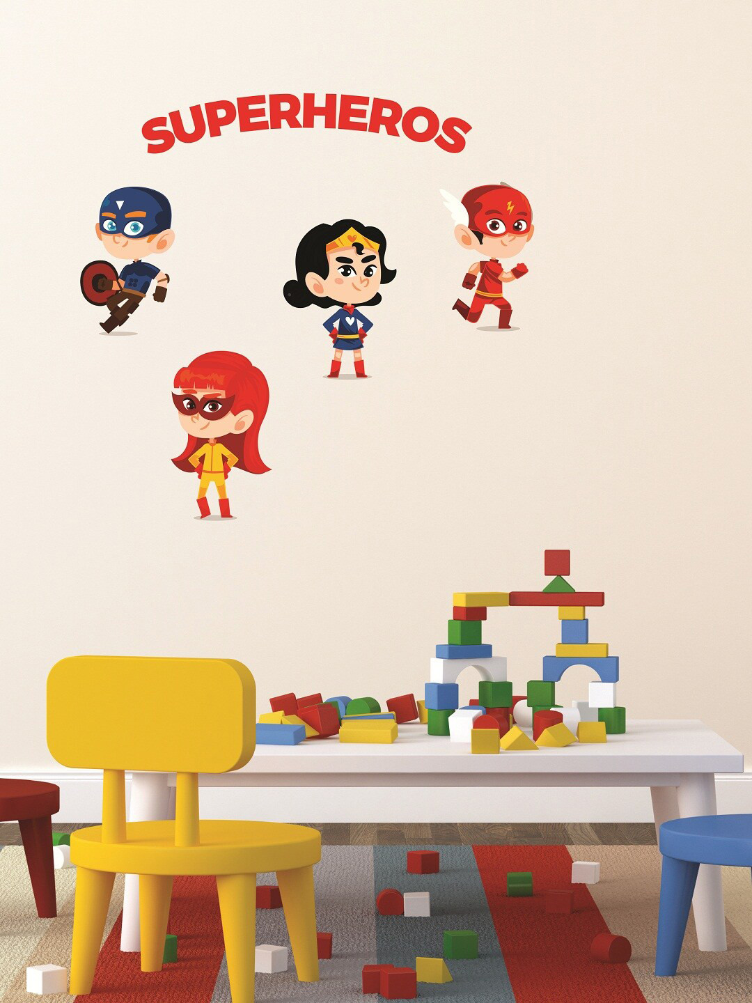 

WALLSTICK Red & Blue Superheros Large Vinyl Wall Sticker