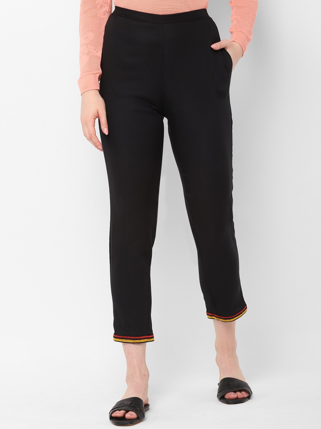

Allen Solly Woman Women Black Skinny Fit Solid Regular Trousers
