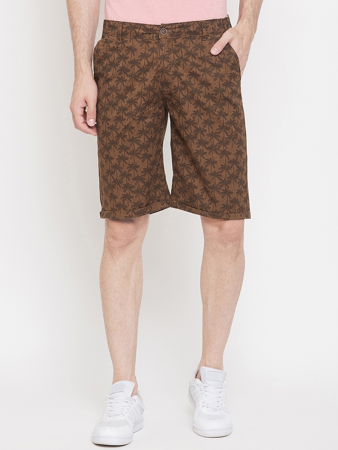 

Crimsoune Club Men Brown Printed Slim Fit Regular Shorts