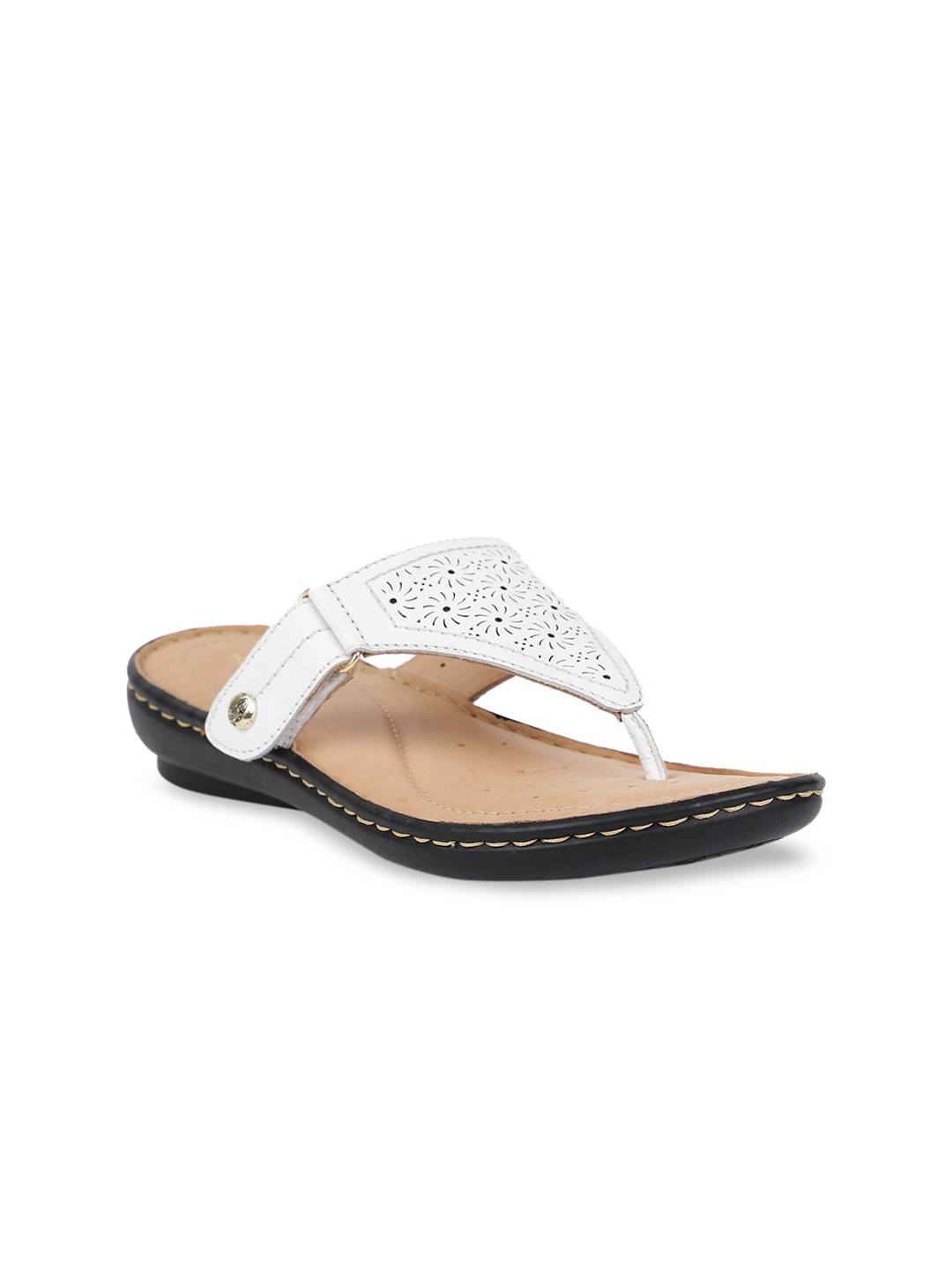 

Hush Puppies Women White Leather Open Toe Flats