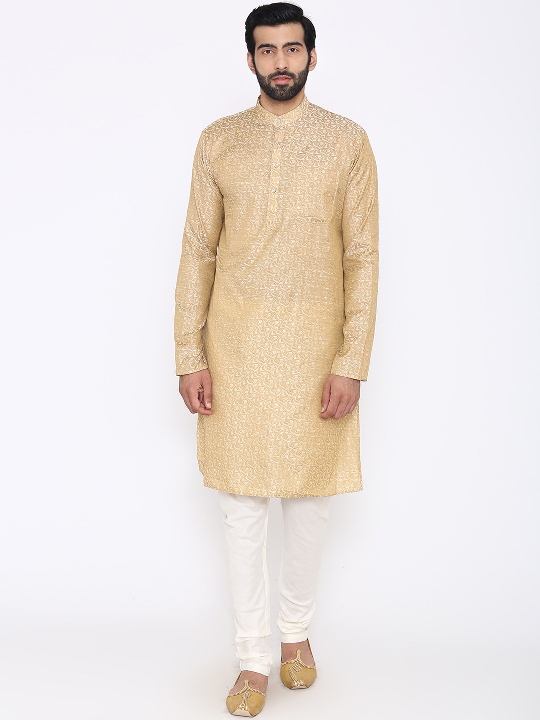 

Wintage Men Cream-Coloured Embroidered Kurta with Pyjamas